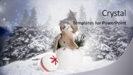  Presentation with snowman - PPT layouts enhanced with cute snowman in the snow background and a lemonade colored foreground