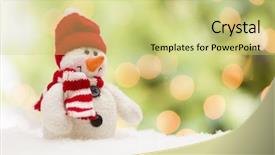  Presentation with green gold - Amazing slides having cute snowman over green backdrop and a  colored foreground