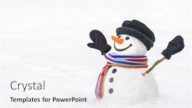  Presentation with new year card - Slide set consisting of cute snowman with a beautiful smile christmas new year card with copy space background and a white colored foreground