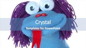  Presentation with theater - Presentation design with cute sock puppet isolated background and a teal colored foreground