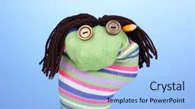  Presentation with cute - Theme consisting of cute sock puppet on blue background and a light blue colored foreground