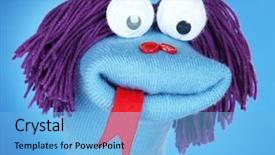  Presentation with cute christmas pug puppy dog - Presentation design consisting of cute sock puppet on blue background and a light blue colored foreground