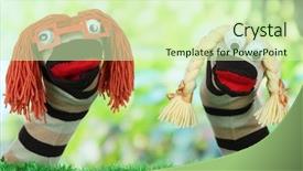  Presentation with cute christmas pug puppy dog - Presentation theme enhanced with cute sock puppet on bright background and a soft green colored foreground