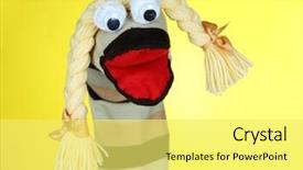  Presentation with cute - Beautiful theme featuring cute sock puppet on yellow backdrop and a yellow colored foreground