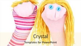  Presentation with theater - Slide deck featuring cute sock puppets isolated background and a blonde colored foreground