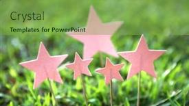  Presentation with cute stars - PPT theme with cute-stars-paper-card-grassplot background and a seafoam green colored foreground