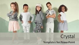  Presentation with children - Slide deck consisting of cute stylish children near color background and a light gray colored foreground