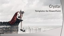  Presentation with school building - PPT layouts with cute supergirl of school age background and a light gray colored foreground