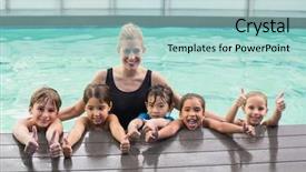  Presentation with swimming pool - Slides consisting of cute swimming class in pool background and a light blue colored foreground
