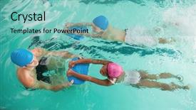  Presentation with swimming pool - Slides with cute swimming class in pool background and a seafoam green colored foreground