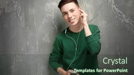  Presentation with teenage - Amazing PPT theme having cute-teenage-boy-on-grunge backdrop and a tawny brown colored foreground