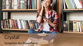  Presentation with girl teens - Beautiful PPT theme featuring cute teenage girl doing homework backdrop and a  colored foreground