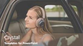  Presentation with teenage girl - Colorful presentation theme enhanced with cute-teenage-girl-listening backdrop and a coral colored foreground