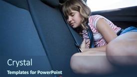  Presentation with girl teens - Cool new slide set with cute teenage girl sleeping in the back seat of car backdrop and a ocean colored foreground