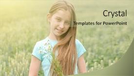  Presentation with smiling little girl - Audience pleasing slide set consisting of cute teenage girl with charming backdrop and a soft green colored foreground