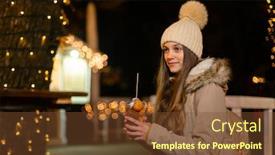  Presentation with market food - Colorful slide deck enhanced with cute-teenager-holding-traditional-food backdrop and a tawny brown colored foreground