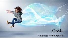  Presentation with teenage abstract - Audience pleasing PPT layouts consisting of cute teenager jumping with abstract backdrop and a  colored foreground