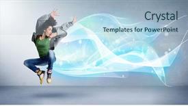  Presentation with teenage abstract - Colorful PPT layouts enhanced with cute teenager jumping with abstract backdrop and a  colored foreground