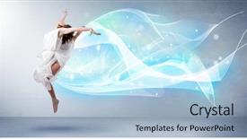  Presentation with blue abstract - Amazing slide set having cute teenager jumping with abstract backdrop and a  colored foreground