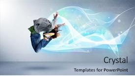  Presentation with teenage abstract - PPT theme enhanced with cute teenager jumping with abstract background and a  colored foreground