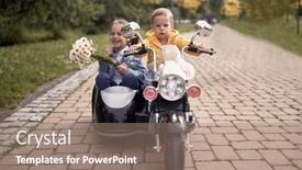  Presentation with driving - Presentation theme consisting of cute-toddler-driving-little-girl background and a coral colored foreground