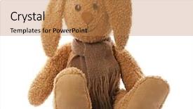  Presentation with bunny - Amazing slide deck having cute toy bunny on white backdrop and a coral colored foreground