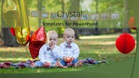  Presentation with cute birthday - Presentation enhanced with cute twins are celebrating birthday background and a yellow colored foreground