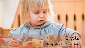  Presentation with nursery - Beautiful PPT layouts featuring cute two-year old baby girl at home in the nursery playing with constructor backdrop and a coral colored foreground