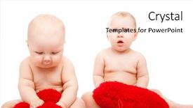  Presentation with babies - Slides consisting of cute valentine babies playing with red hearts background and a sky blue colored foreground