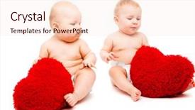  Presentation with babies - Amazing theme having cute valentine babies playing with red hearts backdrop and a lemonade colored foreground