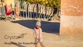  Presentation with village - Presentation design featuring cute-village-african-girl-running background and a coral colored foreground