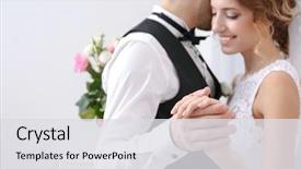  Presentation with dancing - Audience pleasing slide deck consisting of cute wedding couple dancing backdrop and a light gray colored foreground