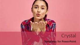  Presentation with kiss - Presentation design consisting of cute-woman-blows-a-kiss background and a red colored foreground