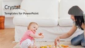  Presentation with baby blocks - Presentation theme consisting of cute woman playing with her background and a light gray colored foreground