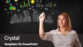  Presentation with sketching - Theme enhanced with cute woman sketching city and graph icons and symbols background and a dark gray colored foreground