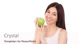  Presentation with healthy lifestyle cute - Colorful presentation theme enhanced with hollywood - cute woman with beautiful snow-white backdrop and a sky blue colored foreground