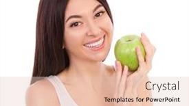  Presentation with healthy lifestyle cute - Beautiful PPT theme featuring cute-woman-with-beautiful-snow backdrop and a lemonade colored foreground