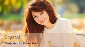  Presentation with fall foliage - Cool new slide deck with cute woman with laptop in the autumn park beauty nature scene with colorful foliage background yellow trees and leaves at fall season autumn outdoor lifestyle happy smiling woman on fall leaves backdrop and a coral colored foreground