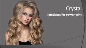  Presentation with long hair - Presentation theme featuring cute woman with long wavy background and a  colored foreground