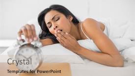  Presentation with bed - Theme with cute-yawning-woman-lying background and a coral colored foreground