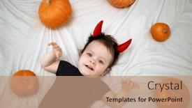  Presentation with cute baby - Presentation theme featuring cute-year-old-funny-baby background and a coral colored foreground