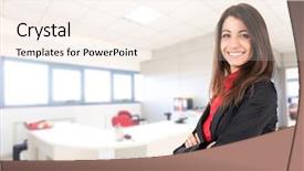  Presentation with cute - PPT theme enhanced with cute young business woman background and a cream colored foreground