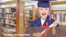  Presentation with light bulb graduation cap - PPT theme having cute young caucasian boy wearing background and a coral colored foreground