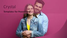  Presentation with color - Presentation theme featuring cute-young-couple-on-color background and a violet colored foreground