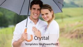  Presentation with under umbrella - Slide deck enhanced with cute young couple under a umbrella background and a lemonade colored foreground