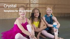  Presentation with empty space dance studio - Beautiful PPT theme featuring cute young dancers backdrop and a coral colored foreground