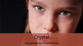 Presentation with cute - Presentation design having cute young freckle faced girl background and a  colored foreground