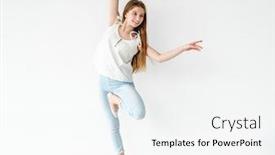  Presentation with dancing - Presentation design consisting of cute-young-girl-dancing-contemp background and a sky blue colored foreground