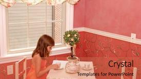  Presentation with tea party - Theme featuring cute young girl having tea background and a  colored foreground