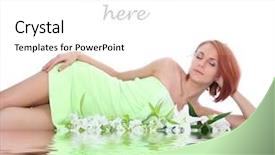  Presentation with spa salon - Colorful PPT layouts enhanced with cute young girl in spa salon backdrop and a white colored foreground